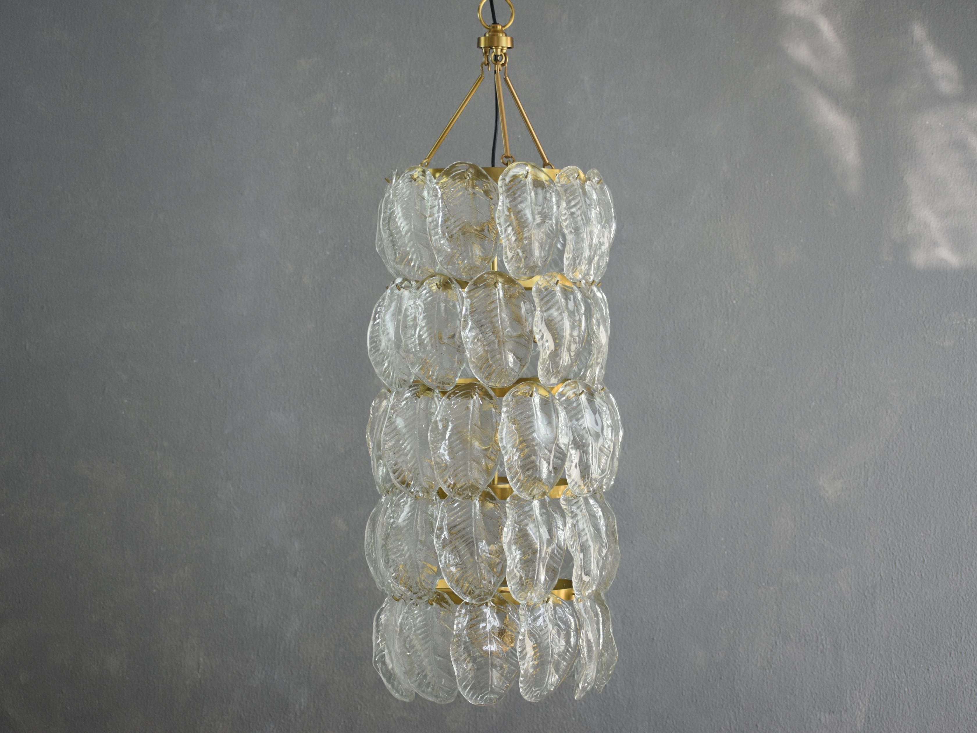 Cast Glass Leaf Chandelier