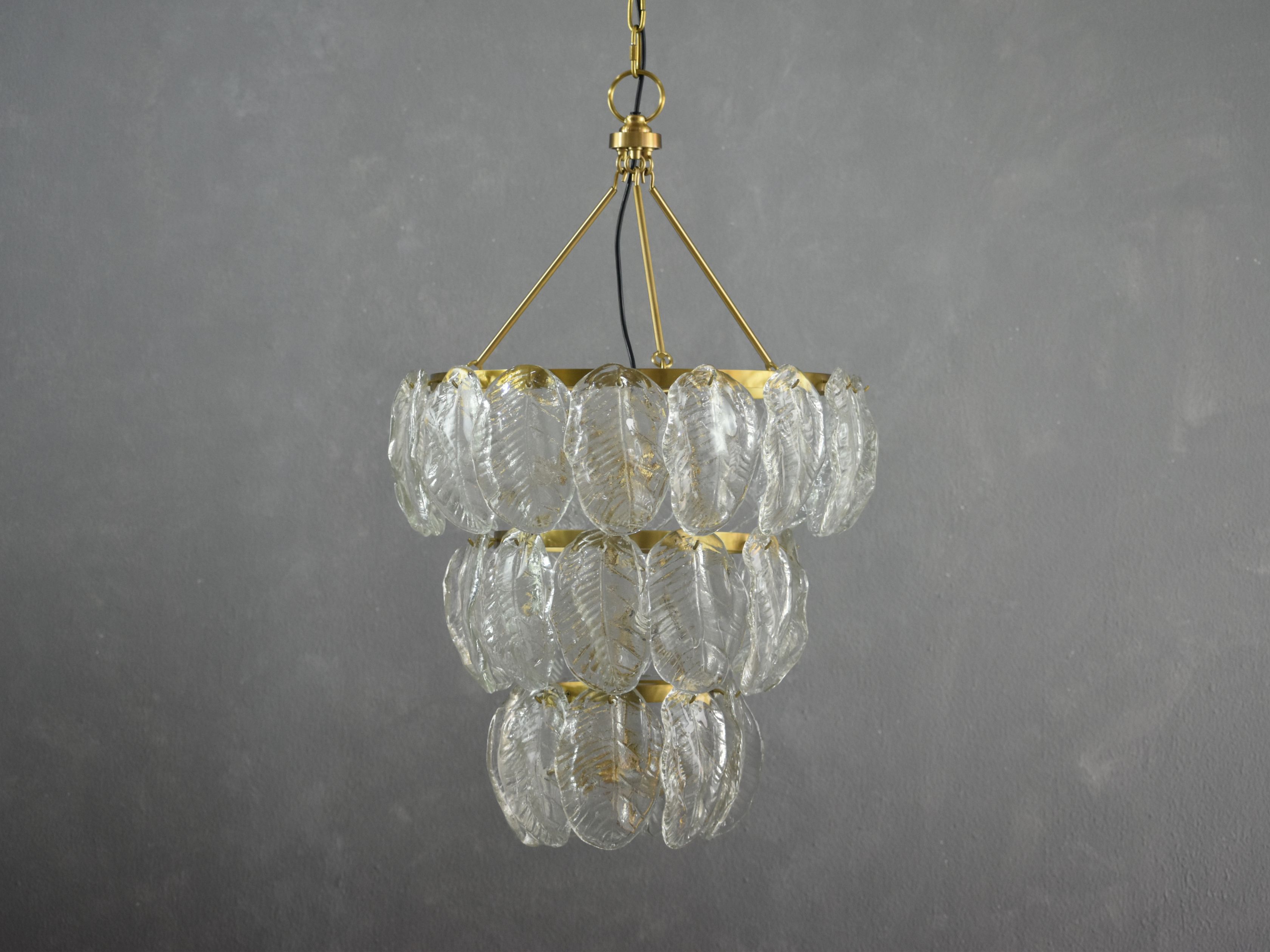Cast Glass Leaf Chandelier