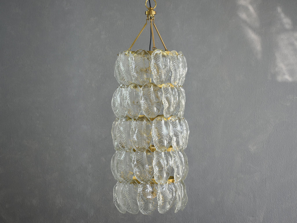 Vitri Chandelier in textured cast glass and brass