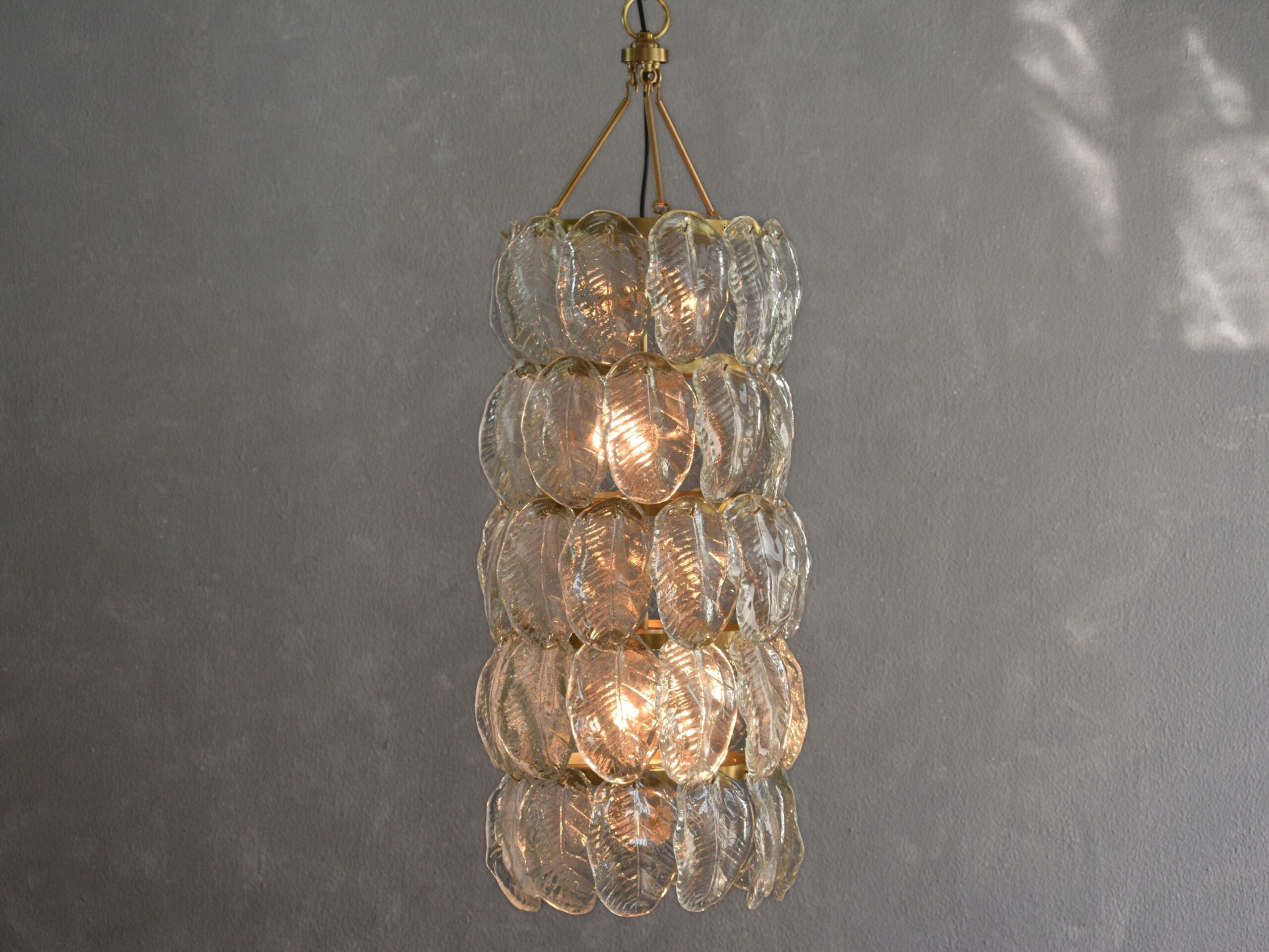 Cast Glass Leaf Chandelier Large