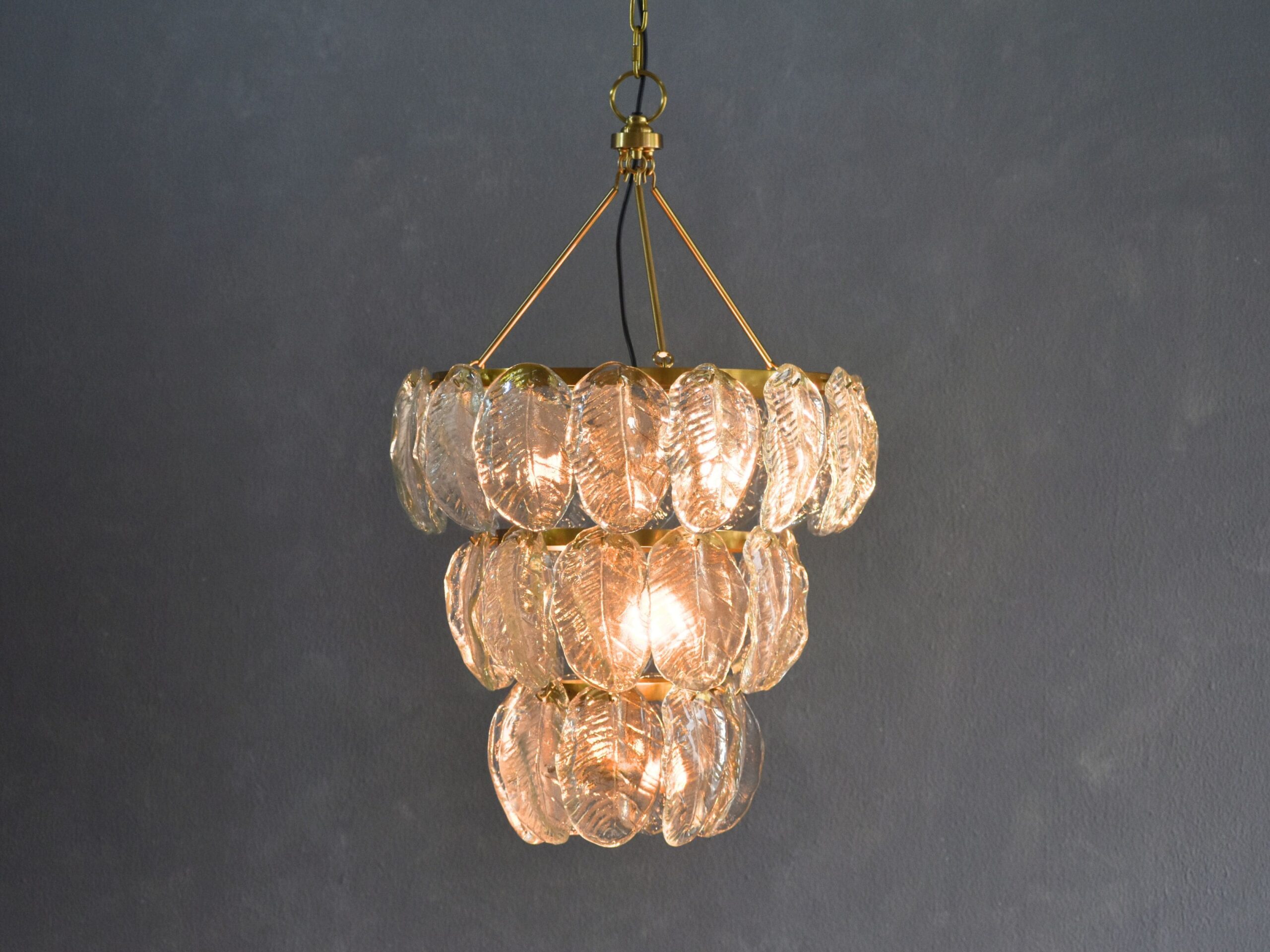 Cast Glass Leaf Chandelier